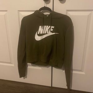 Olive Green Nike Cropped Hoodie